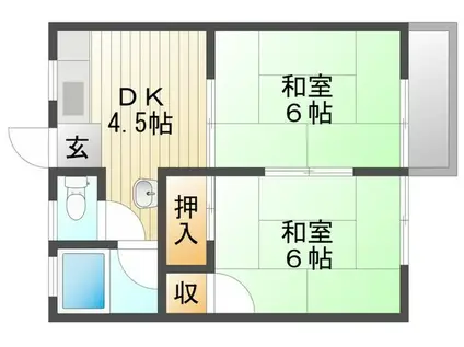 浮田コーポ(2DK/2階)の間取り写真