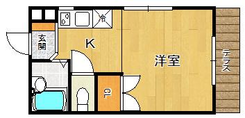 奥ハイツⅡ(1K/2階)の間取り写真