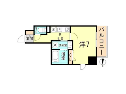 レリーフ南塚口(1K/4階)の間取り写真