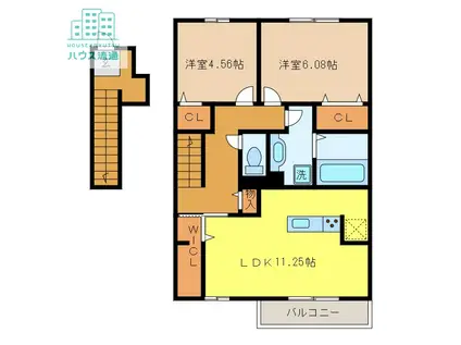 D-カヴァデール(2LDK/2階)の間取り写真