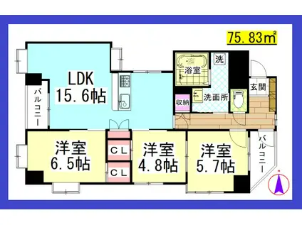 TD レガール湘南(3LDK/3階)の間取り写真