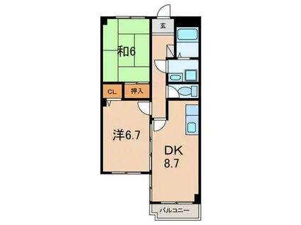 ポコアポコ住吉メゾン(2DK/2階)の間取り写真