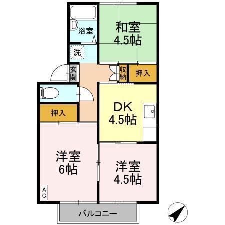 プレジールみよし(3DK/2階)の間取り写真