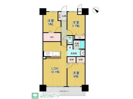 アルファスマート西国分Ⅱ(3LDK/10階)の間取り写真