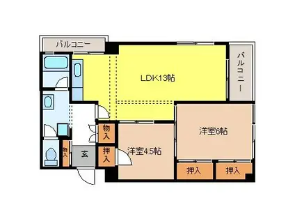 ASTOUR(2LDK/4階)の間取り写真