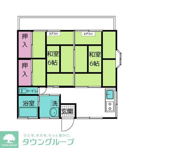 コーポ桜ヶ丘(2DK/2階)の間取り写真