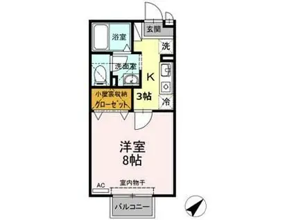 ハイライズサン(1K/2階)の間取り写真