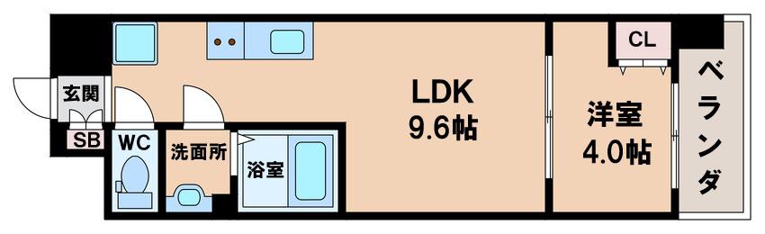 AND TERRACE 文の里(1LDK/5階)の間取り写真