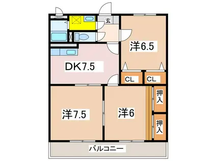 リーブル安曇野(3DK/2階)の間取り写真