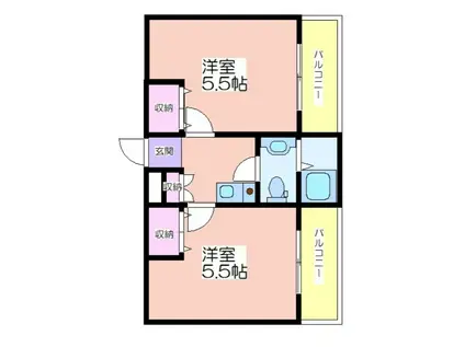 グリーンコート(2K/2階)の間取り写真