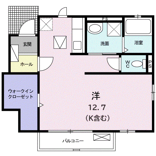 ウージーII(ワンルーム/1階)の間取り写真