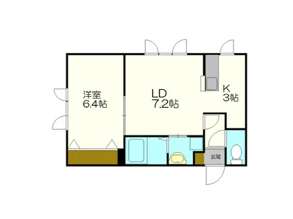 ラルズヒル(1LDK/1階)の間取り写真