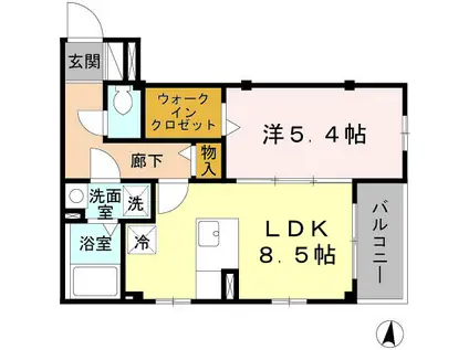 ロイヤルハイツ 蒲生(1LDK/3階)の間取り写真
