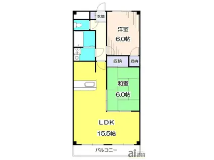 パレ・アージュ(2LDK/2階)の間取り写真