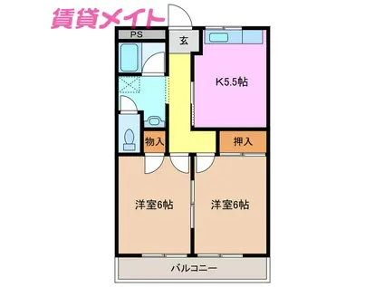 エバーランド伊藤(2K/1階)の間取り写真