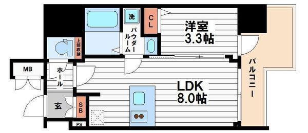 プレサンス北浜オリジン(1LDK/8階)の間取り写真