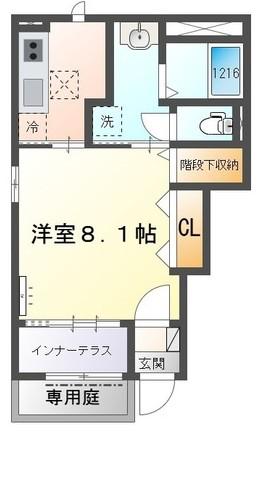 RH 柳川(1K/1階)の間取り写真