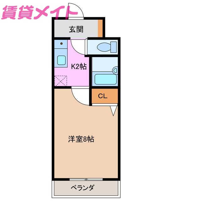 エスポワール神成(1K/2階)の間取り写真