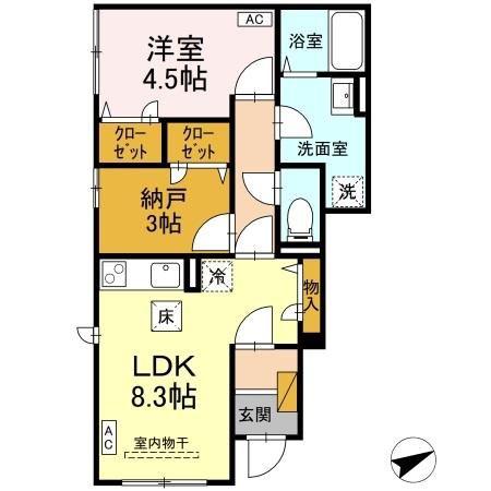 ウエストシティヒルズ(1LDK/1階)の間取り写真