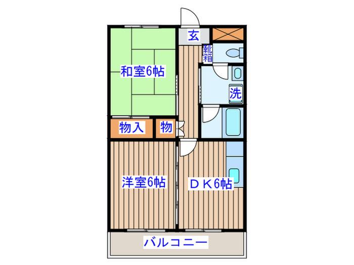 ロイヤルハイツ河原町(2DK/1階)の間取り写真