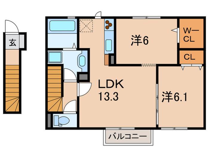 ウィット垂水(2LDK/2階)の間取り写真