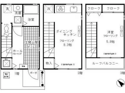 ヴィブレ東五反田(1LDK/1階)の間取り写真