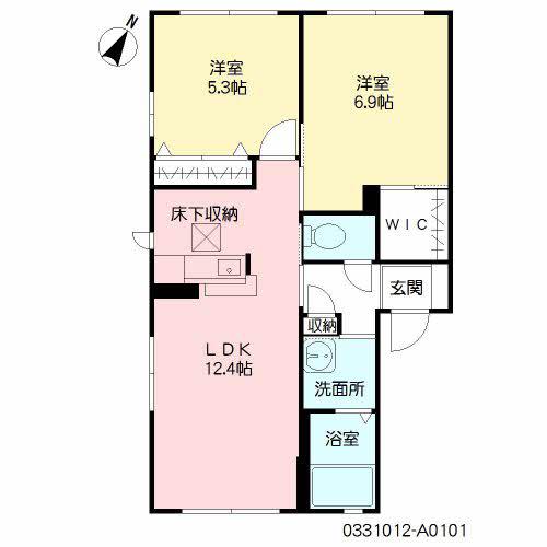 ヴィサージュ本城 A棟(2LDK/2階)の間取り写真
