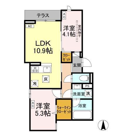セレスティア上北沢(2LDK/1階)の間取り写真