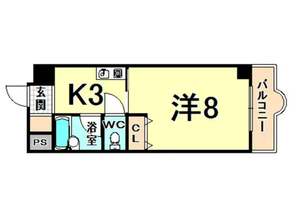 ハイツアルペン神田(1K/3階)の間取り写真