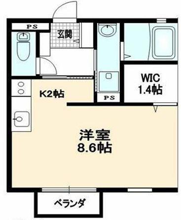 ディアコート北条II(ワンルーム/2階)の間取り写真