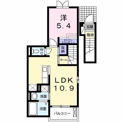 フィデール庚午(1LDK/2階)の間取り写真