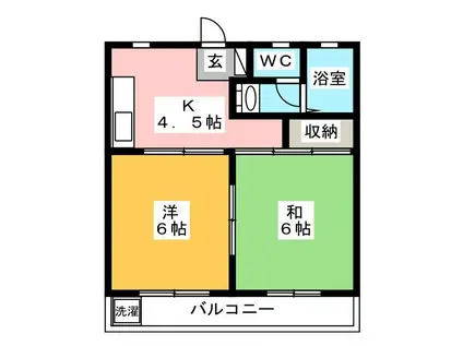 コーポさの(2K/1階)の間取り写真