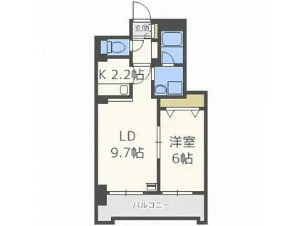 スクエアマンション6.14 2SQUARE MS614(1LDK/2階)の間取り写真