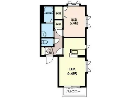 クレセール美鈴(1LDK/1階)の間取り写真