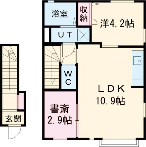 メゾン・ド・ミント(1SLDK/2階)の間取り写真