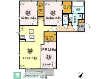 サンパティークE(3LDK/1階)の間取り写真