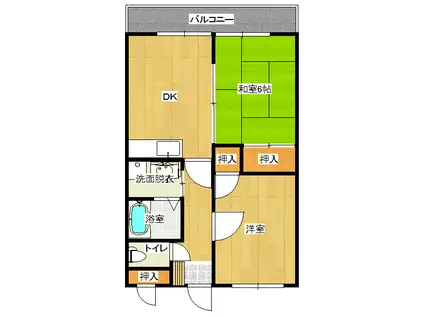 サンフォーレ周布(2DK/2階)の間取り写真