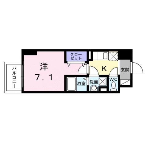 スアヴィス平塚八重咲(1K/7階)の間取り写真