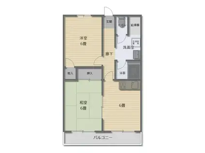 眞宮マンション浜田(2DK/2階)の間取り写真