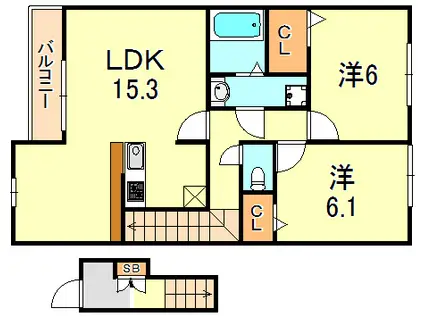 アルシオネ(2LDK/2階)の間取り写真