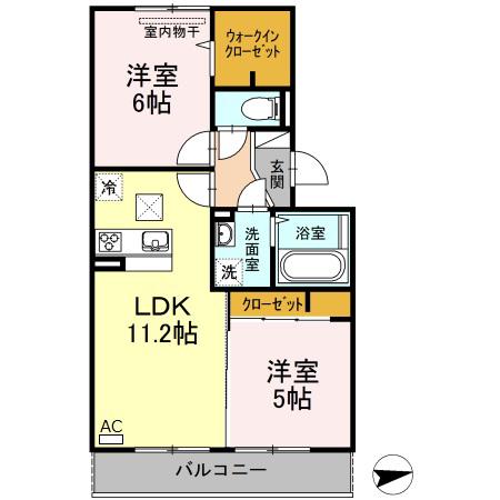 カーサ・ソレイユII(2LDK/1階)の間取り写真