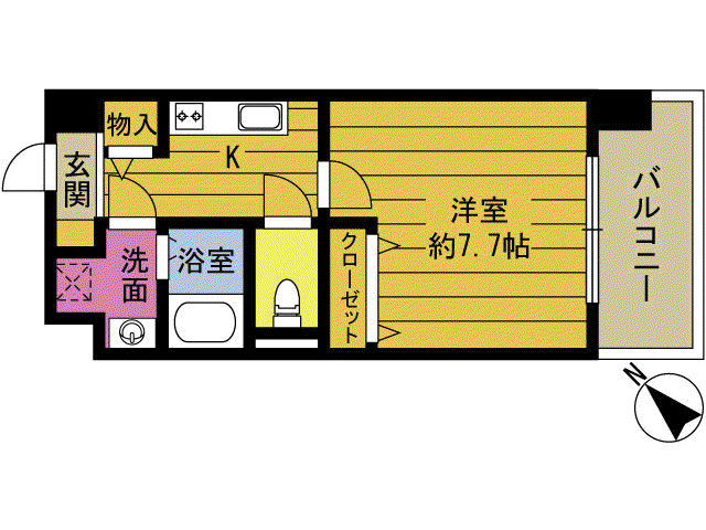 S-FORT高砂町(1K/3階)の間取り写真