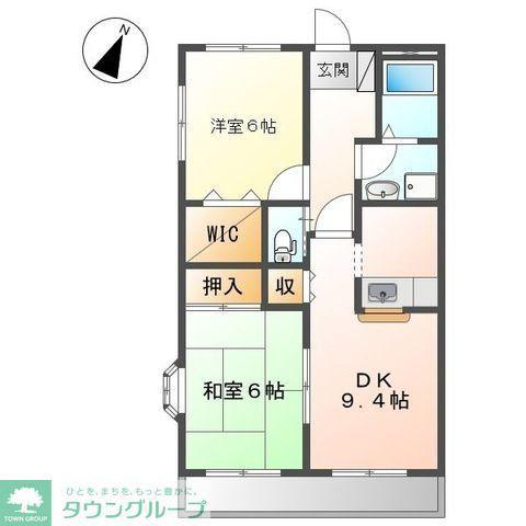 ロマニスタ東松戸(2DK/2階)の間取り写真
