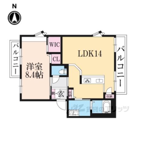 ウエスト HILLⅡ(1LDK/2階)の間取り写真