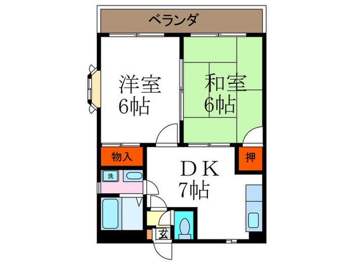 ハイツハーベスト(2DK/3階)の間取り写真