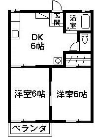 メゾンまつのきB(2DK/2階)の間取り写真