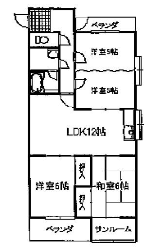 メゾンやすむろII(4LDK/2階)の間取り写真
