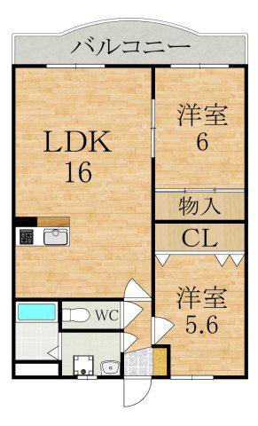 プランドール大和八木II(2LDK/3階)の間取り写真