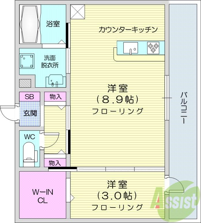 ボヌールF(1LDK/3階)の間取り写真