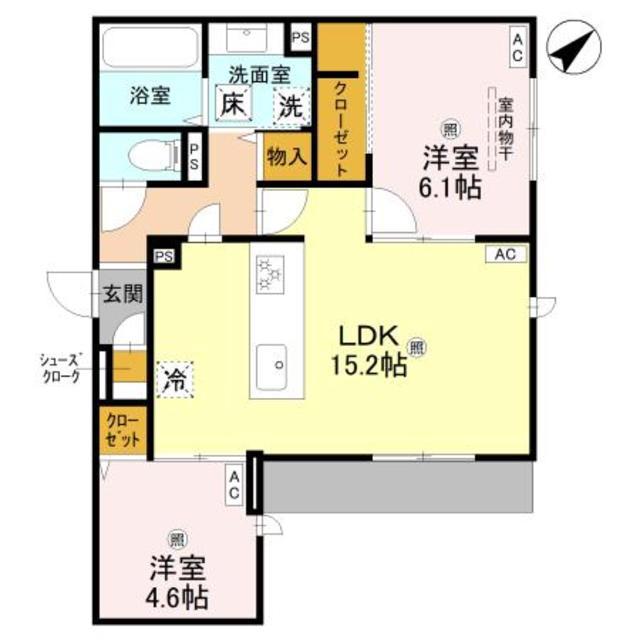 ラ メゾン ピック 中百舌鳥II(2LDK/1階)の間取り写真
